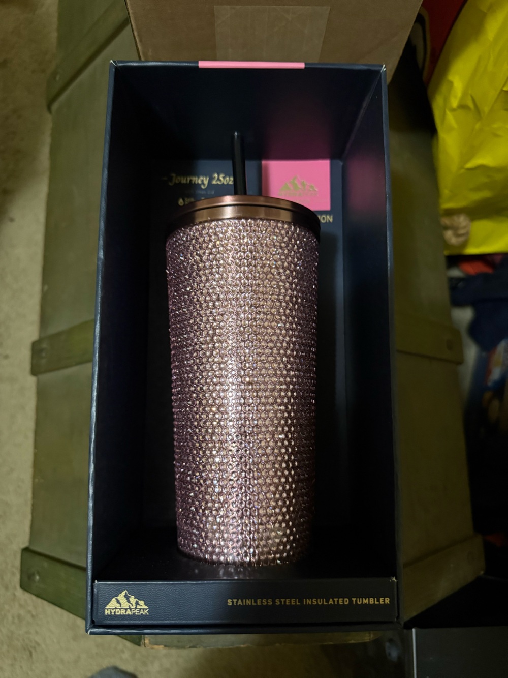 Crystal-Embellished Insulated Tumbler in Rose Pink